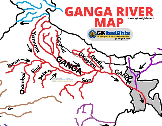 Rivers Of India Coloured Map List Easy To Remember Gkinsights