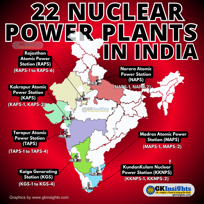 22 Nuclear Power Plants in India - Map