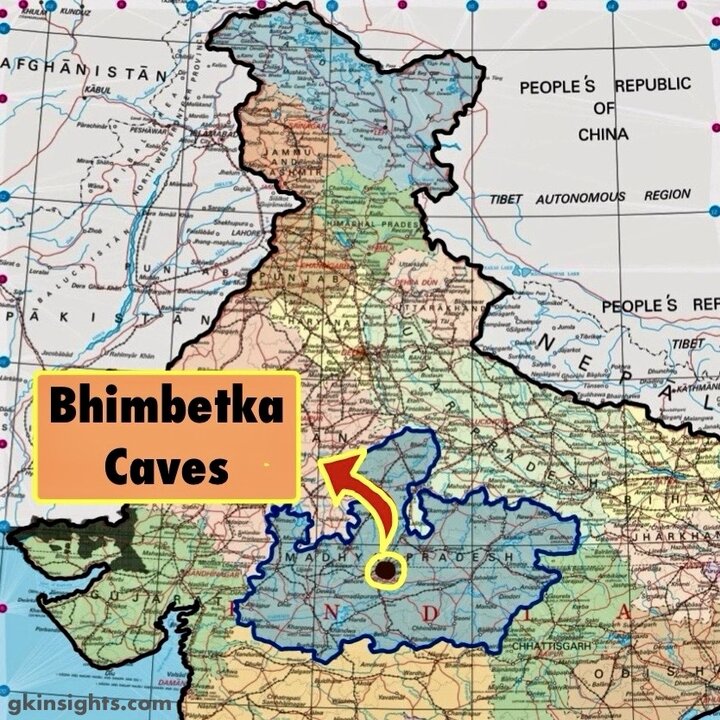 Bhimbetka Caves on India Map