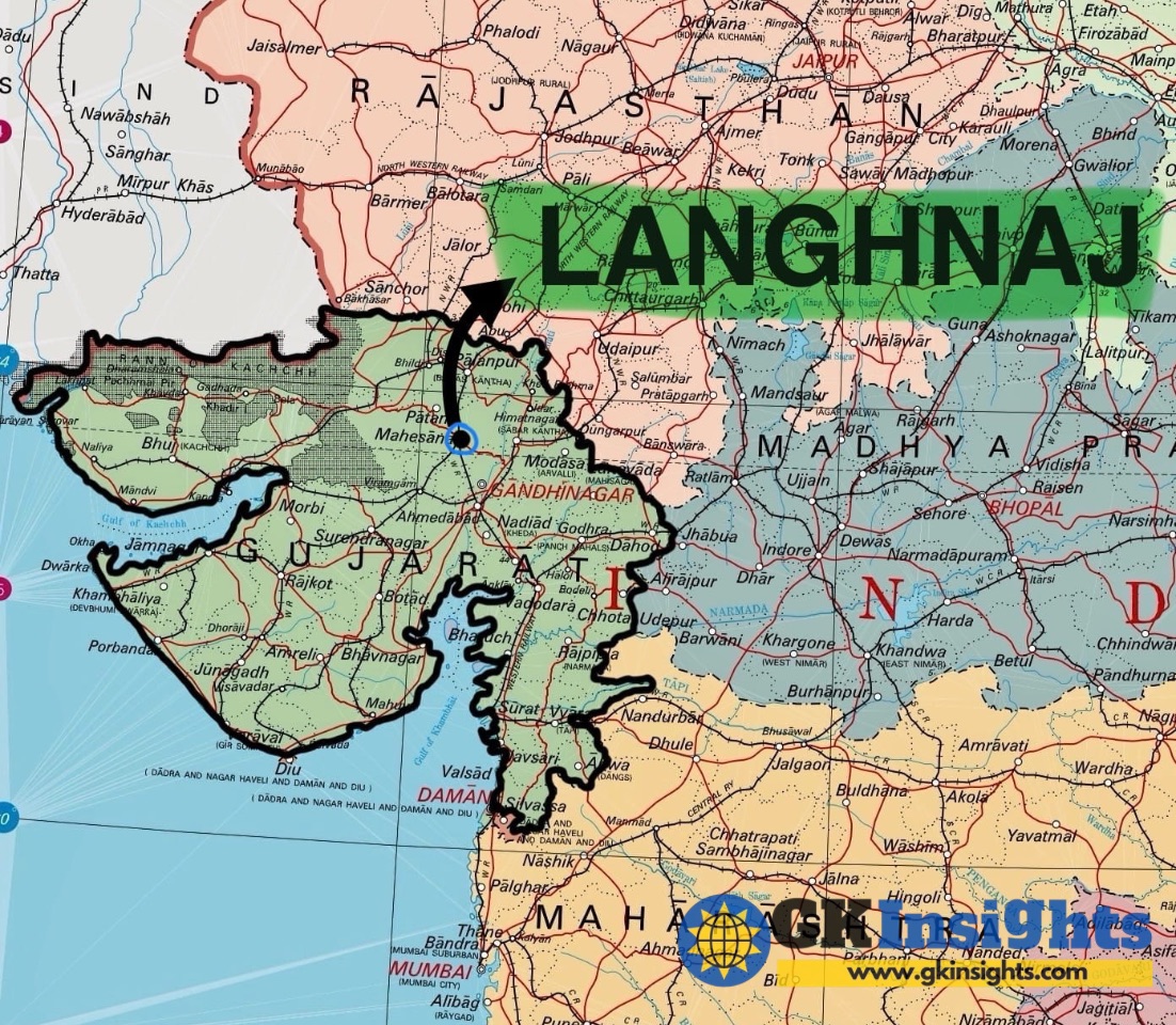 Langhnaj Gujarat on Map - Mesolithic Site in India